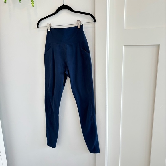 Alphalete Navy Women's High Waist Leggings Side Pockets 27" Inseam Size Small - Picture 2 of 10